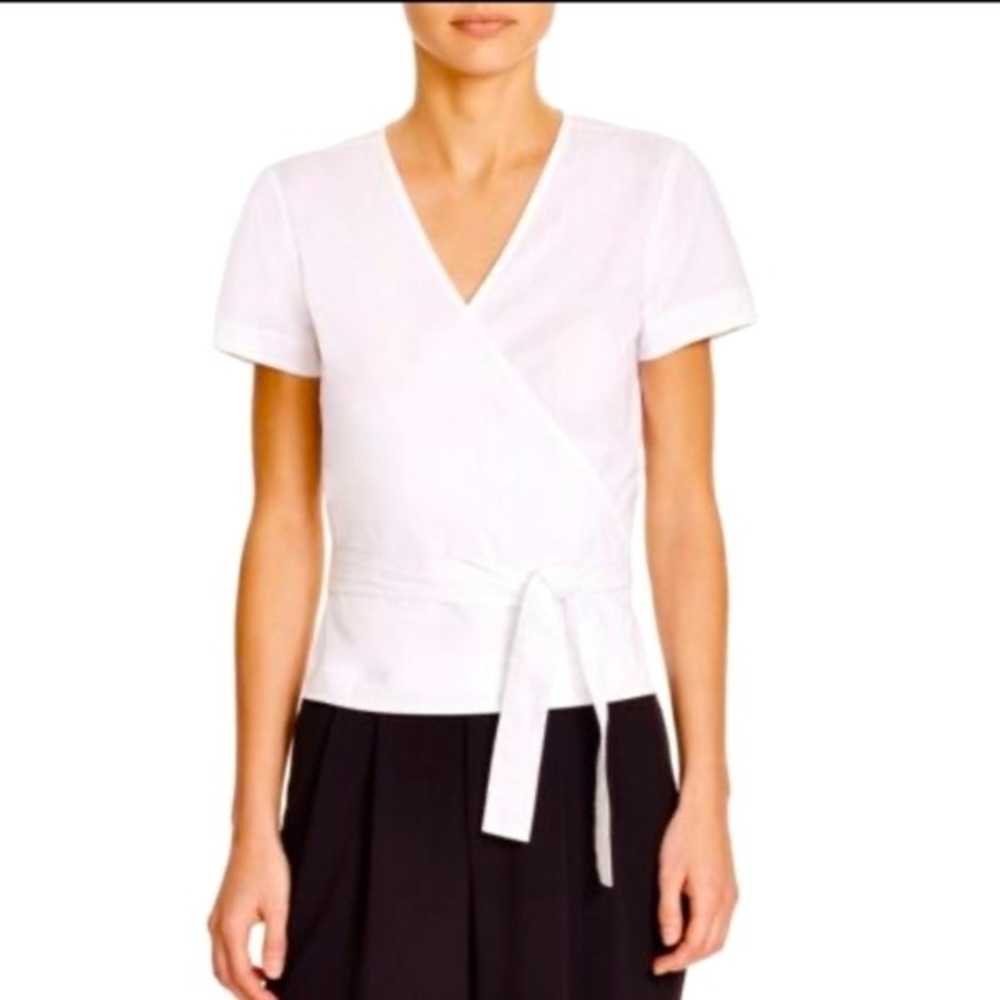 Theory Analice White Poplin Wrap Shirt
